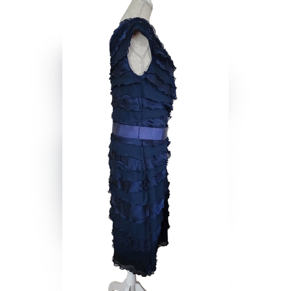 Tadashi Shoji Blue Tiered Ruffled Sheath Dress Plus Size 14 - Picture 2 of 7
